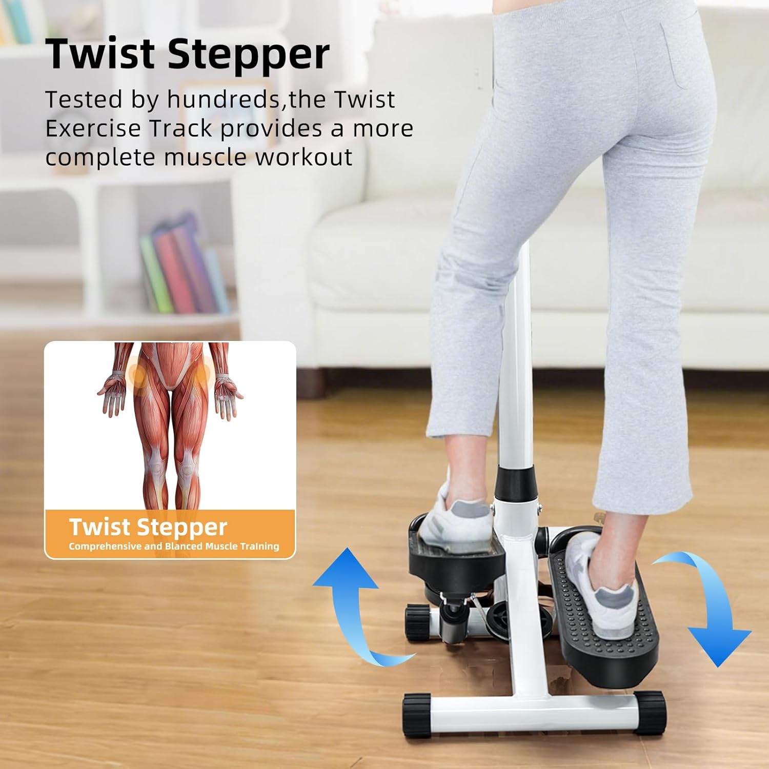 Stepper for Exercise at Home,Adjustable Height for Men Women,Come with Resistance Bands,300LBS MAX Weight Capacity,Stepper with Handlebar for Cardio Workout, - Image 5