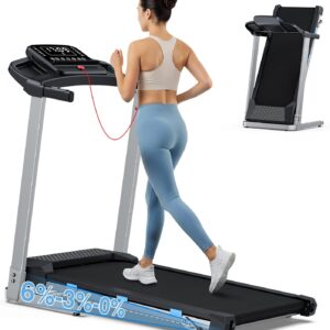 COZYINN Foldable Treadmill with Incline for Home Small – 350 lb Capacity, 3.0HP Quiet Folding Treadmill with Pulse Sensor and Bluetooth Speaker, App/Voice Control, 3 Level Incline, 7.6 MPH