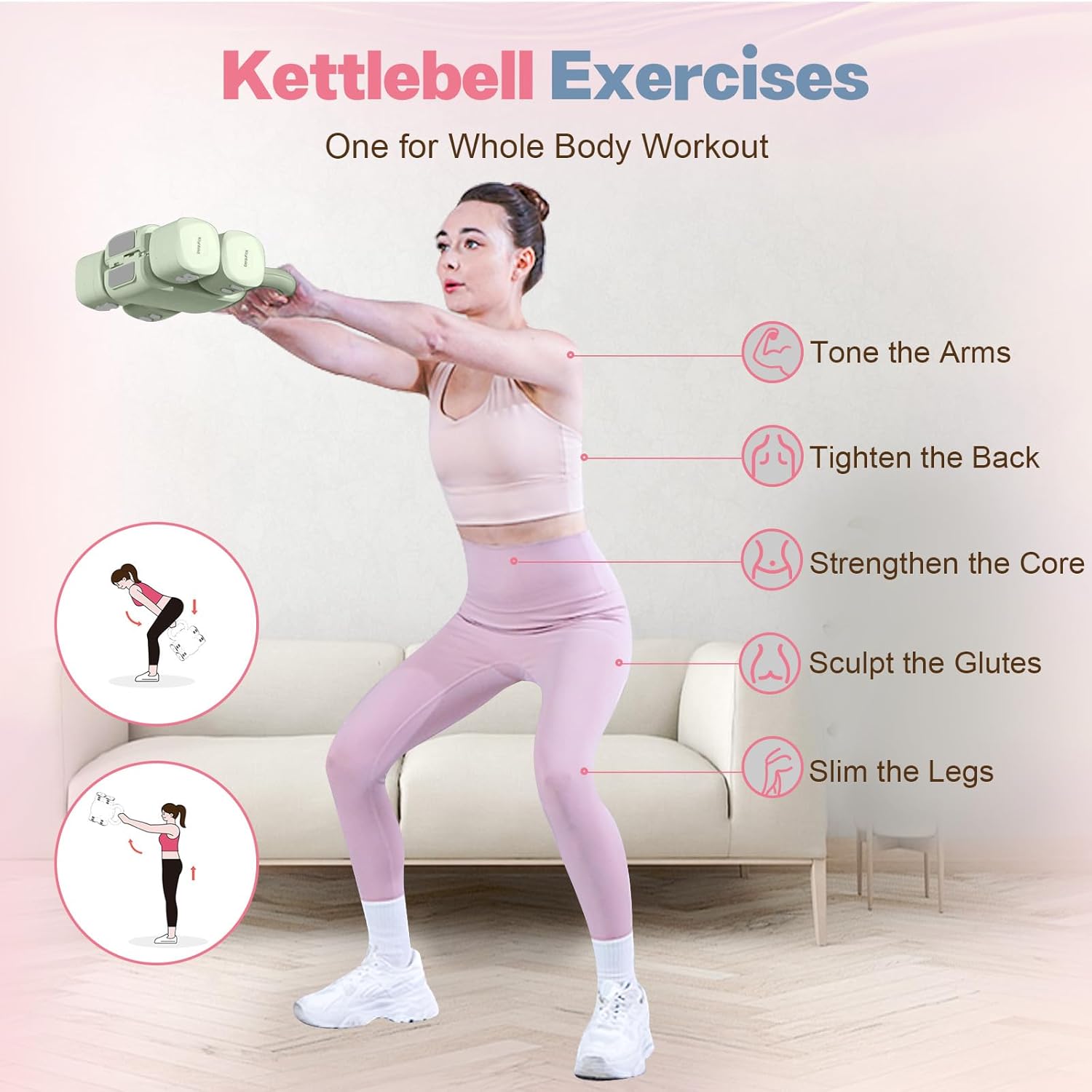 Adjustable Dumbbell Set of 2, 4 in 1 Free Weights Dumbbells Set for Women with Fast Adjustment, Each 2lb 3lb 4lb 5lb Hand Weights Set for Home Gym & Outdoor Exercise Training - Image 5