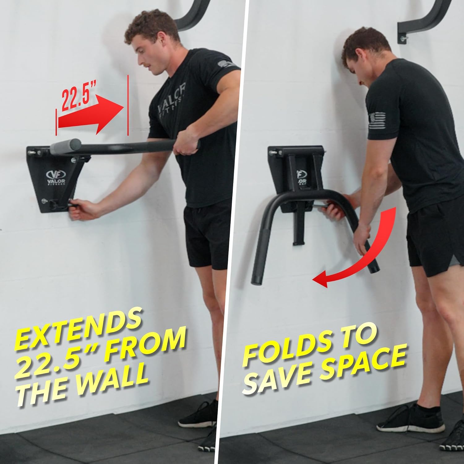 Valor Fitness Wall Mount Dip Station – Heavy-Duty Foldable Triceps Dip Bars for Home Gym Workout - 400 lb Max Weight - Image 5