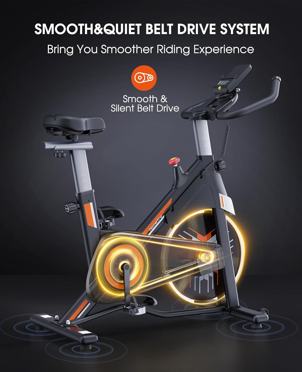 Stationary Exercise Bikes for Home, Magnetic Resistance,330 LBS Maximum Capacity, Quiet and Stable Indoor Cycle Bikes, Adjustable Digital Monitor & Phone Bracket & Comfortable Seat for Home - Image 8
