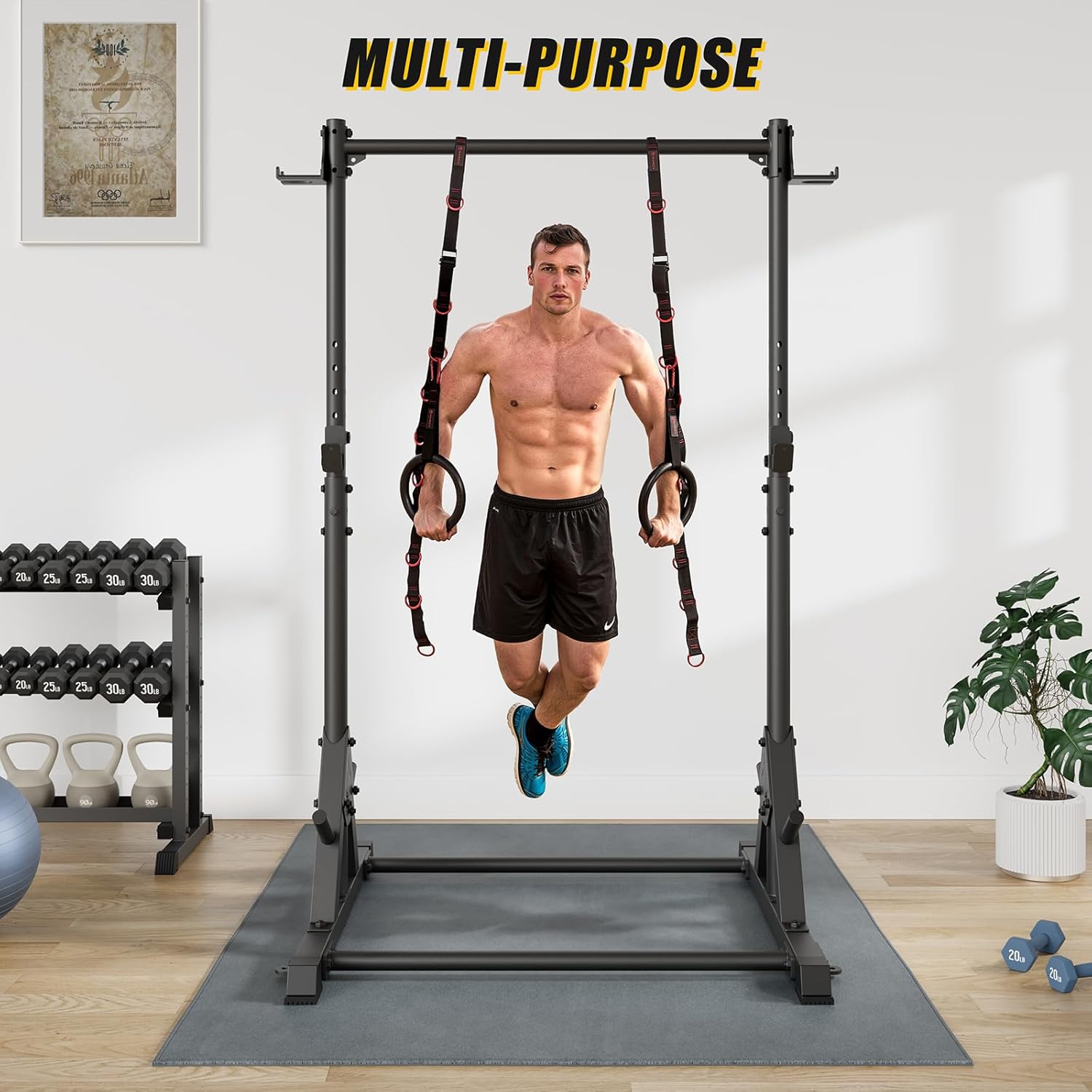 Pull Up Station, Strength Training Workout Pull Up Bar Free Standing, Adjustable Heavy Duty Pullup Bar Station, 600LBS Weight Capacity - Image 4