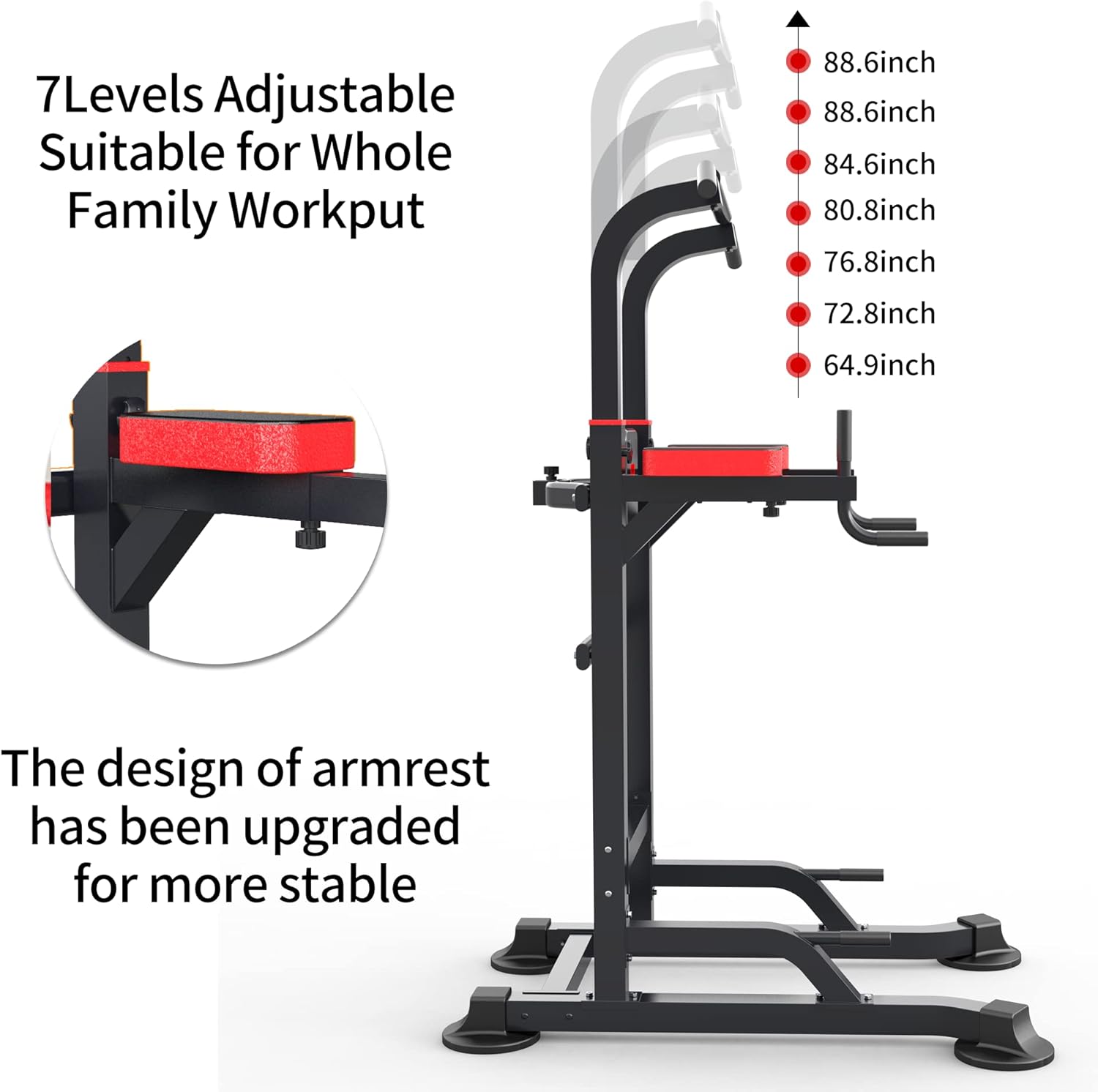 Power Tower Dip Station Workout equipment Pull up Bar for Home Gym Adjustable Height Strength Training Fitness Excercise Equipment,Load 450LBS - Image 5