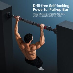 leikefitness Pull-Up Bar For Door Frame Chin Up Bar Upper Body Workout – Indoor Portable Training Pull-Up Bars – Adjustable 27.5″- 39″ Width Locking Mechanism