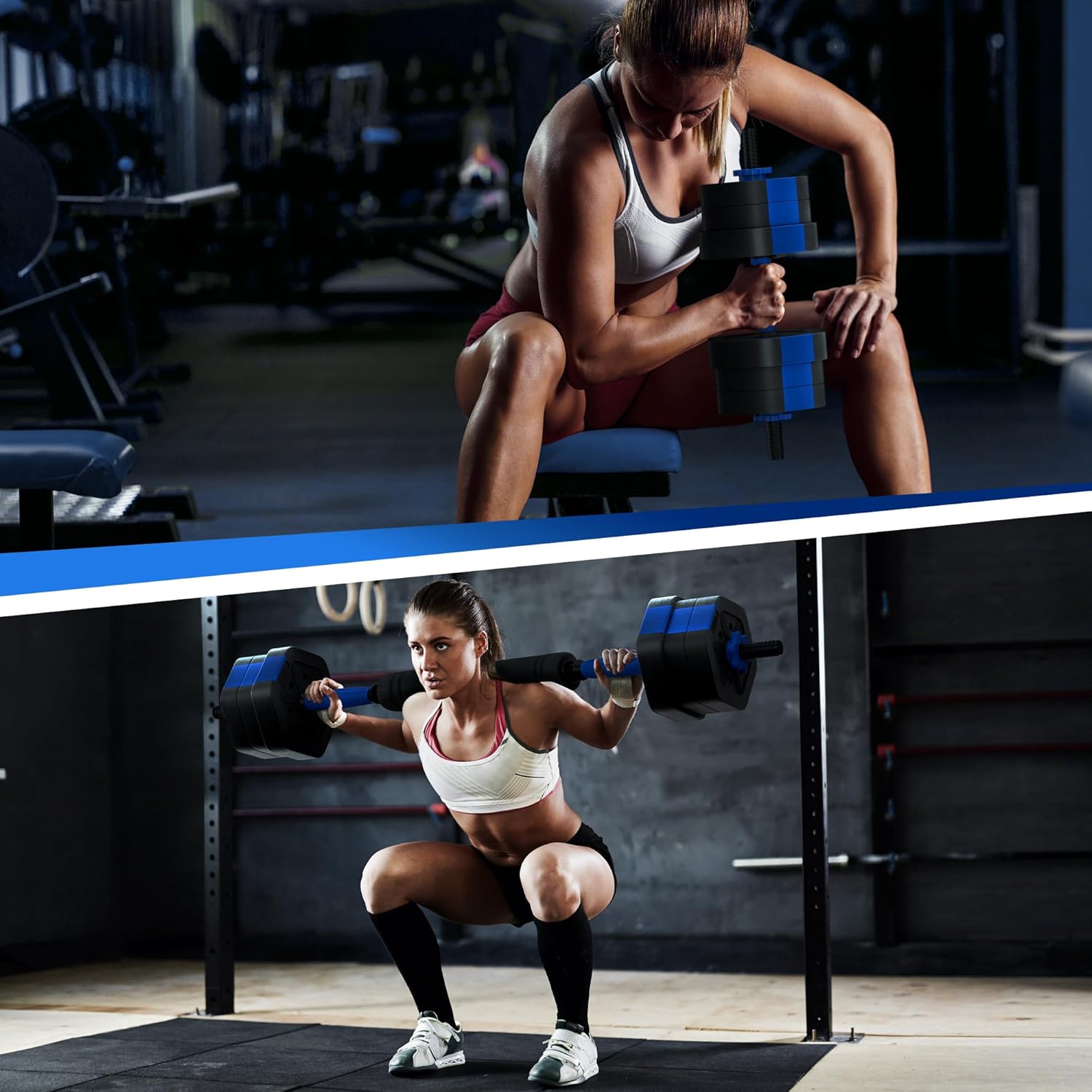 VIVITORY Dumbbell Sets Adjustable Weights, Free Weights with Connector, Non-Rolling Adjustable Dumbbell Set, Barbell for Home Gym, Hexagon, Cement Mixture - Image 5