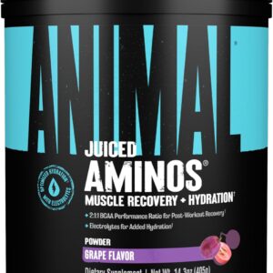 Animal Juiced Amino Acids – BCAA Powder EAA Matrix Plus Hydration with Electrolytes and Sea Salt Anytime Recovery and Improved Performance, Grape Flavor, 30 Servings