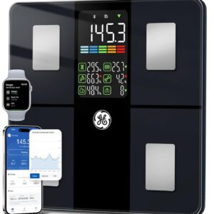 GE Scale for Body Weight, Body Fat, BMI, Muscle Mass, Smart Bathroom Scales with 14 Body Composition Metrics with Large Display, Accurate Bluetooth Weighing Machine with Fitness App, 400 lbs