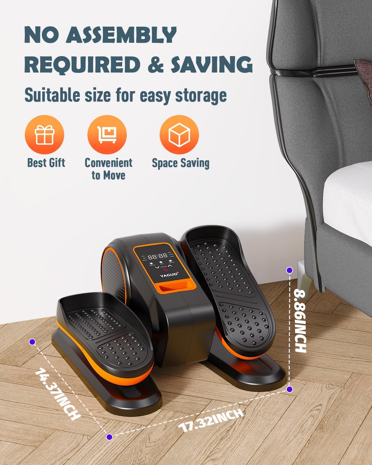 Under Desk Elliptical Machine, Ellipse Leg Exerciser for Seniors with 12 Adjustable Speed, Quiet & Portable Electric Machine Seated Pedal Exerciser with Remote Control for Home - Image 7