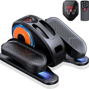 Under Desk Elliptical Machine, Quiet & Portable Seated Pedal Exerciser with 12 Adjustable Speeds & Remote Control, Low-Impact Electric Ellipse Leg Exerciser for Cardio & Strength