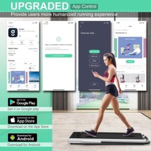 GYMAX Walking Pad, 2 in 1 Free Installation Under Desk Treadmill with Smart App, Remote Control & LED Display, 2.25HP Foldable Portable Compact Running Machine for Small Spaces Home Office