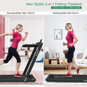 GYMAX Walking Pad, 2.25HP Dual Display Foldable Treadmill for Home with Remote/Smart App Control, Portable Compact Treadmill for Office Under Desk, Folding Running Machine for Small Spaces