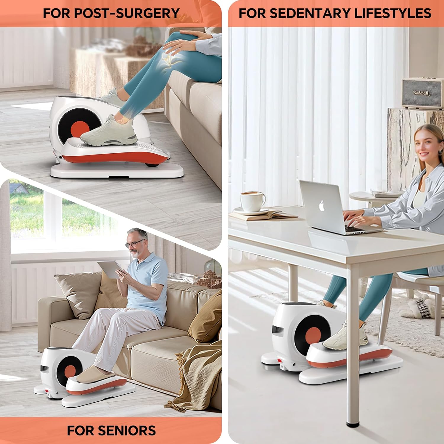 2025 New Under Desk Elliptical Machine, Electric Ellipse Leg Exerciser Pro As Seen On TV with 16 Adjustable Speed, Quiet and Fully Assembled with Remote Control & Non-Slip Foot Straps - Image 6
