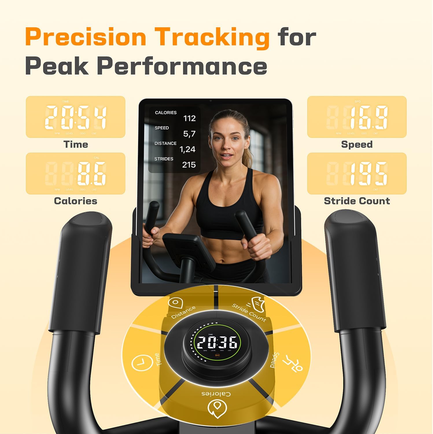 OWLSKY Elliptical Exercise Machine, Elliptical Machine for Home with Hyper-Quiet Magnetic Driving System, 16 Resistance Levels,400LBS - Image 6