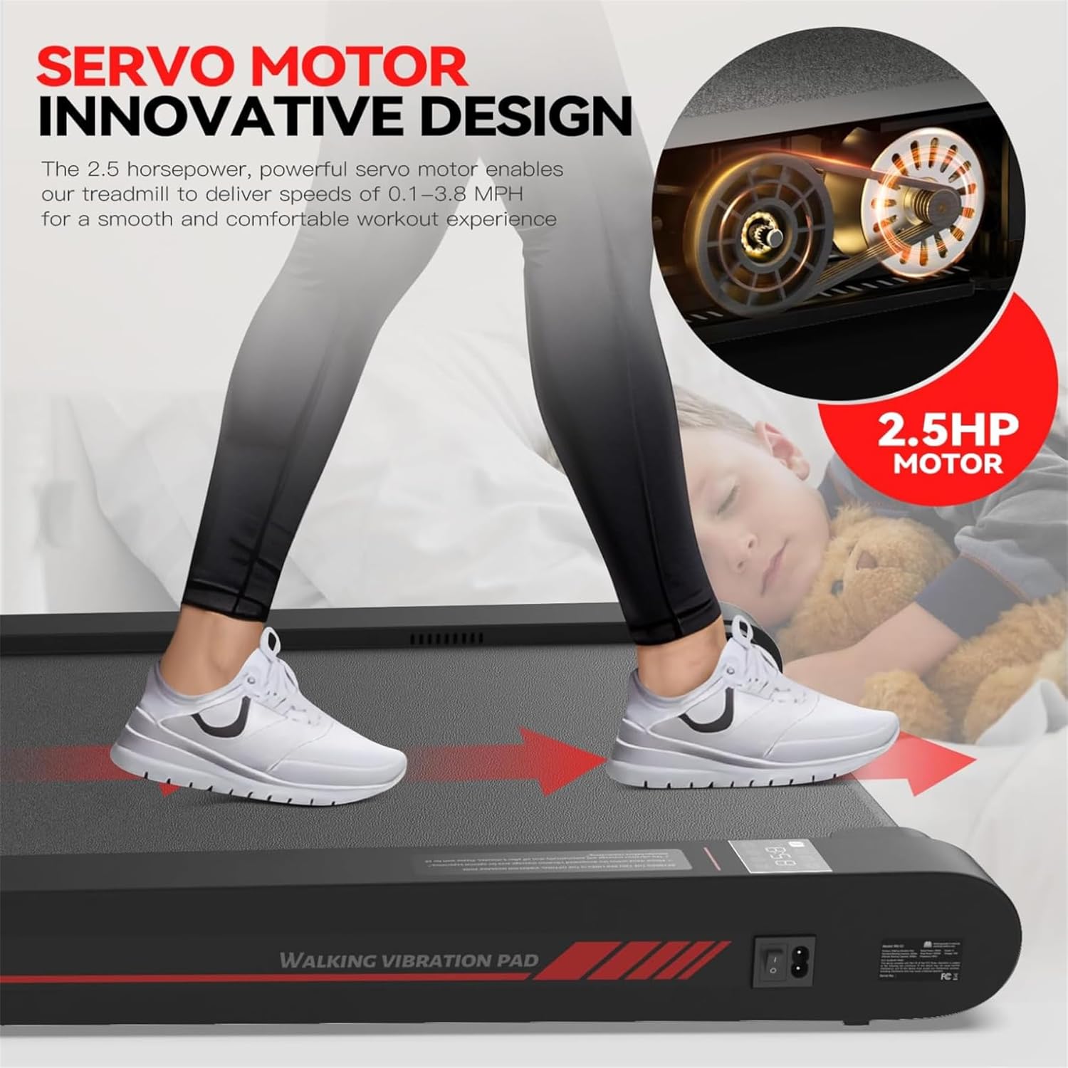 Sperax Walking Pad with APP, 3 in 1 Under Desk Treadmill, 400W Low Noise Walking Vibration Pad with Remote Control,Portable Treadmills for Home Office - Image 5