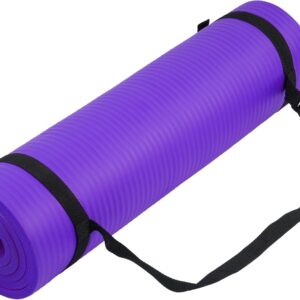 Yoga Mat, 1/2-Inch Extra Thick High Density Exercise Mat, Anti-Tear Exercise Yoga Mat with Carrying Strap, Suitable for Various Yoga Exercises
