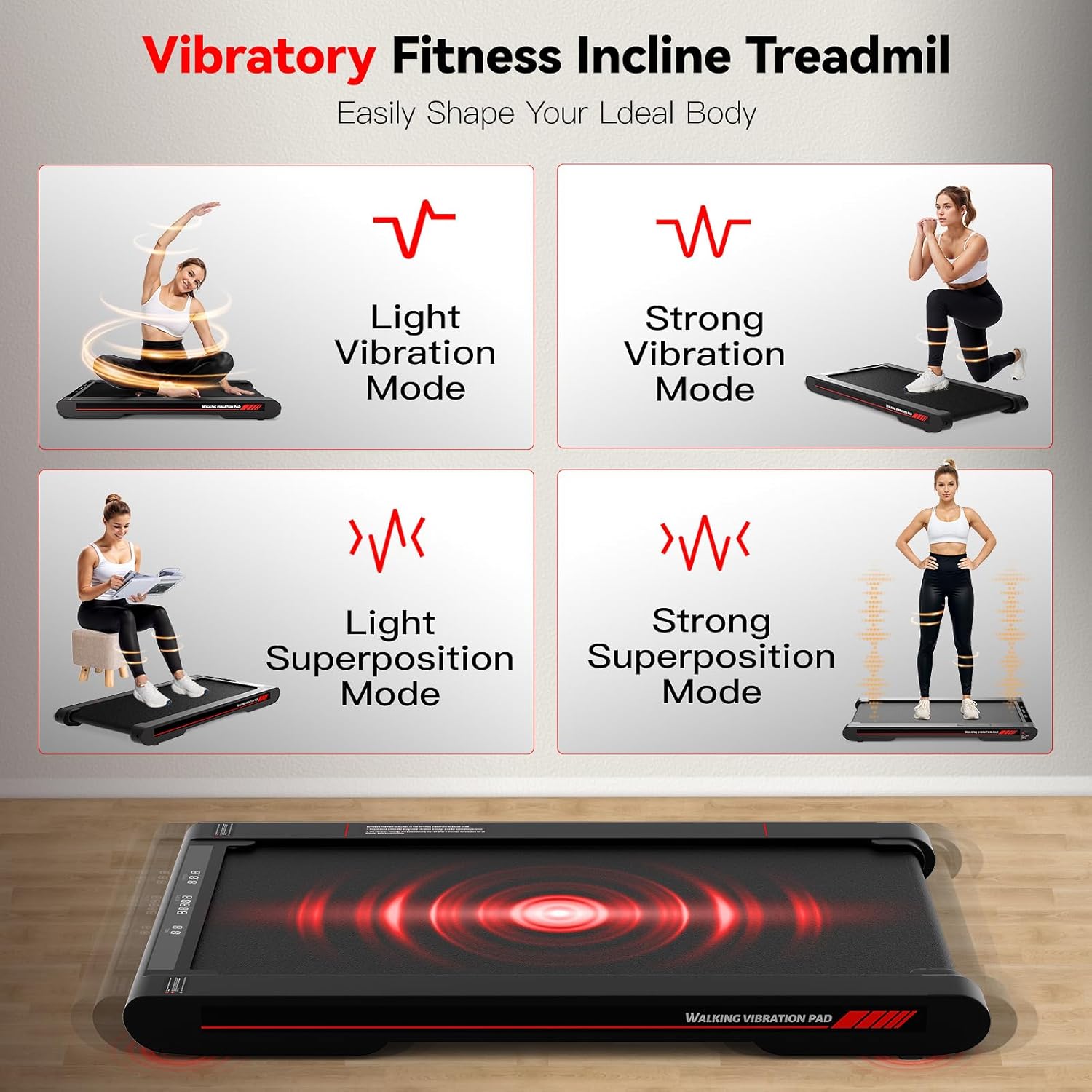 Sperax Walking Vibration Pad,Under Desk Treadmills for Home,4 in 1 Vibration Plate Exercise Machine,Portable Walking Pad with APP,350 Lb Capacity Multifunctional Treadmill Pro Max - Image 4