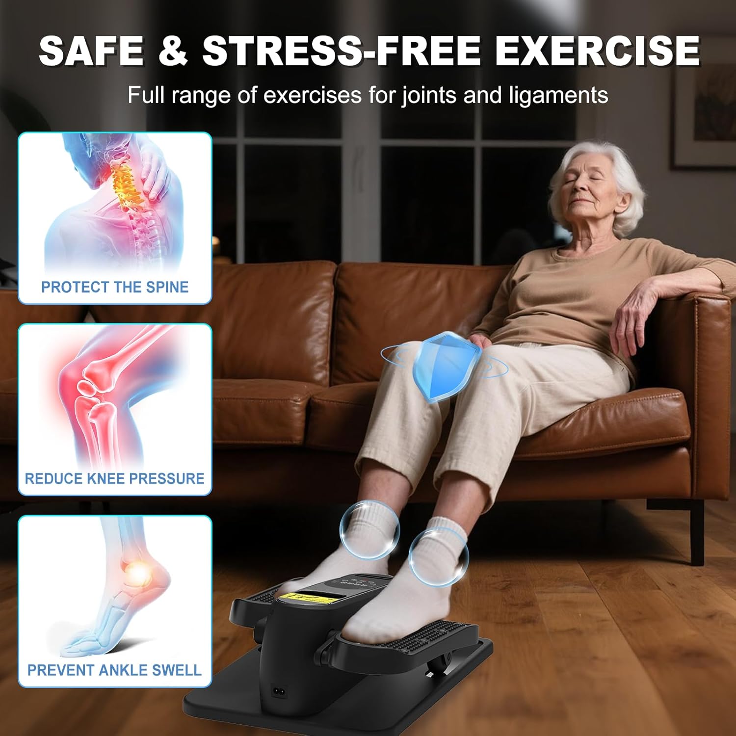 Under Desk Elliptical Machine, Electric Seated Pedal Exerciser,Elliptical Leg Exercisers for Seniors,Mini Ellipse Leg Exerciser with Remoter,12 Adjustable speeds Pedal Exerciser - Image 5