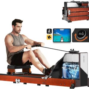 Magnetic/Water Row Machine for Home Rower 331LB Weight Capacity, Folding Rowing Machine with LED Monitor, App Supported, Tablet Holder, Comfortable Seat, Trifold Home Rowing Machine