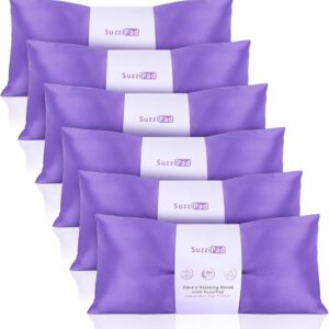 SuzziPad Lavender Eye Pillows for Relaxation with Aromatherapy, Weighted Mask for Sleeping, Hot & Cold Therapy Compress for Dry Eyes, Yoga Meditation Pillow, Purple, 6 Packs