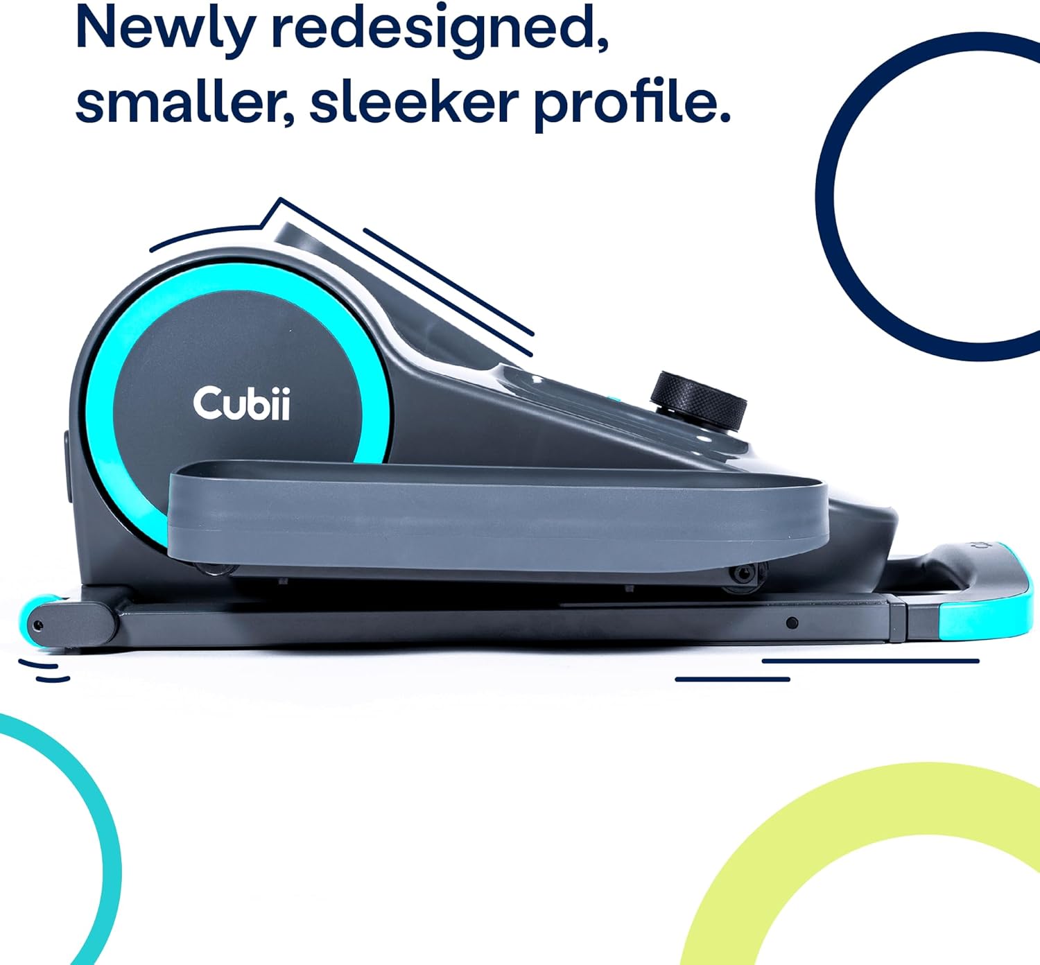Cubii GO Aqua - Compact Whisper Quiet Under Desk Elliptical with LCD Monitor, Adjustable Resistance, Portable Design with Telescopic Handle & Wheels - Image 3