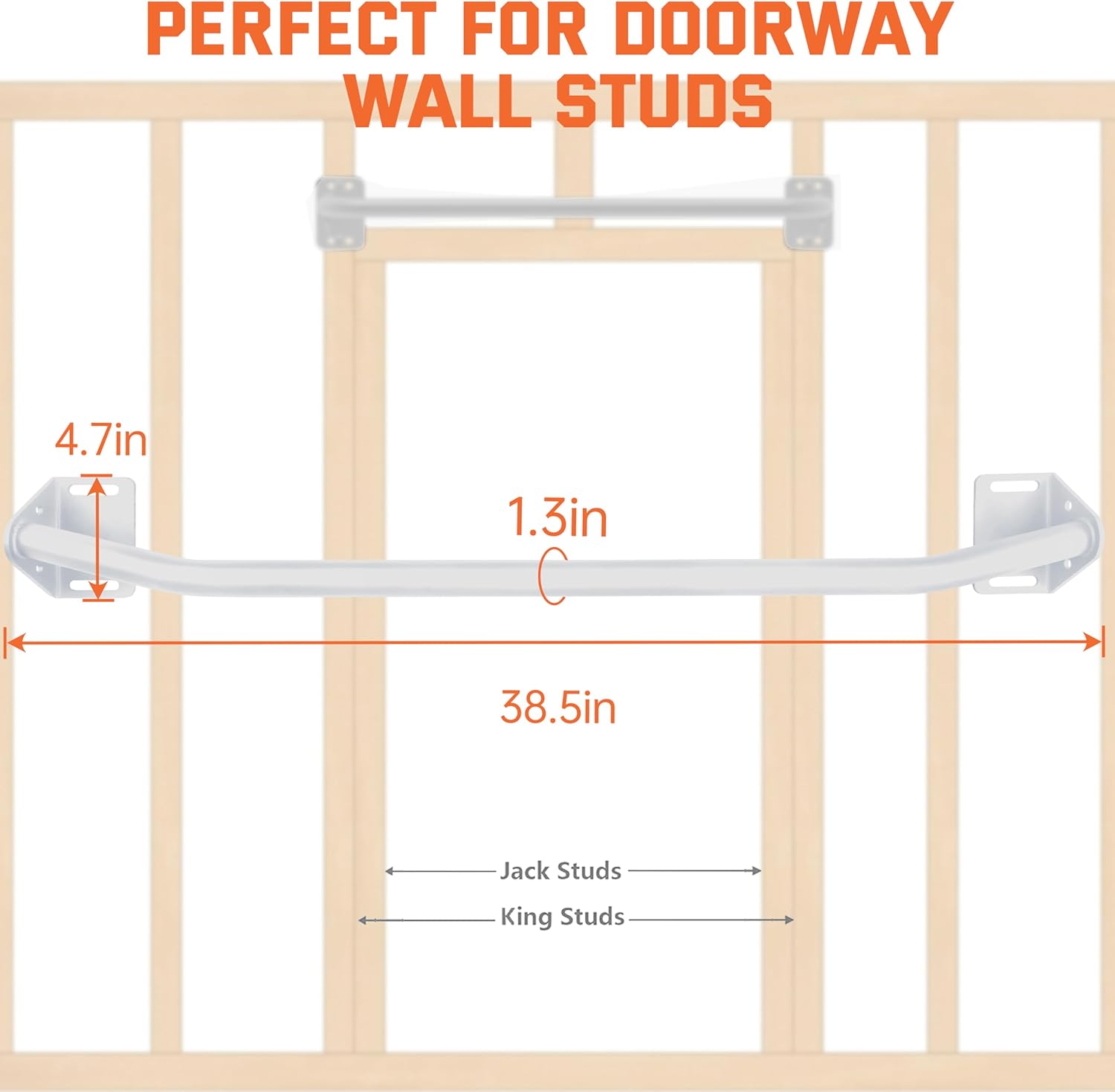Pull Up Bar Wall Mounted-Heavy Duty Joist Mounted Pull Up Bar-Premium Strength Training Pull-Up Bars-Fast and Easy Installation for Home and Garage Use,Supports up to 600 Lbs - Image 3