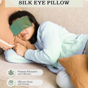 Eye Pillow for Sleeping, Headache Relief, Sinus Pressure, Weighted Eye Mask for Relaxation, Yoga, Moist Heat Eye Compress, Meditation Accessories, Lavender Gift Set for Women (Velvet Green 4 Pack)