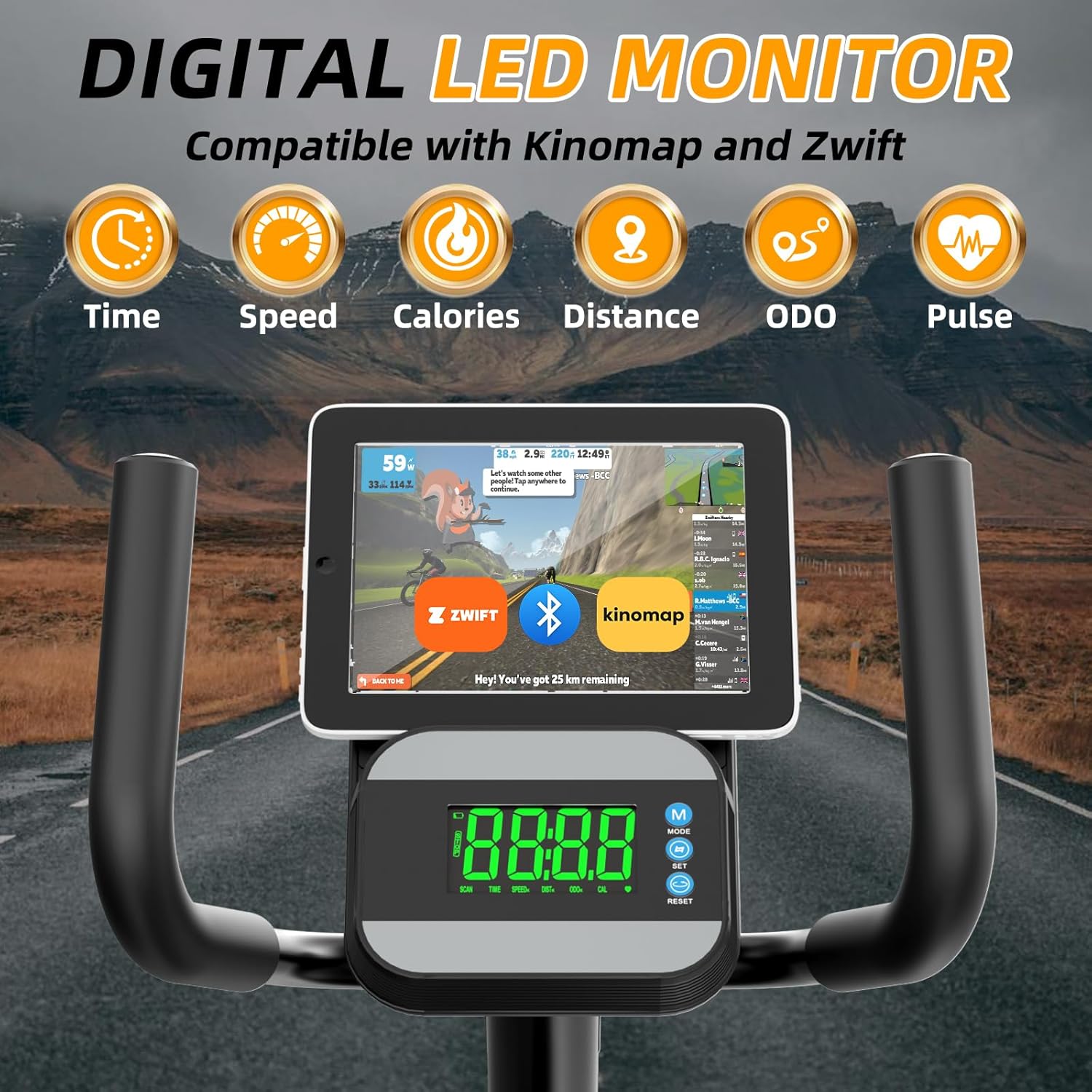 VANSWE Recumbent Exercise Bike, Recumbent Stationary Bikes for Home 400 LBS Weight Capacity, Exercise Bike for Home Seniors with Smart App and Bluetooth Connectivity, LED Display, Pulse Handle - Image 3