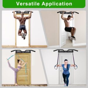SELEWARE Heavy Duty Wall Mounted Doorway Pull Up Bar Multifunctional Joist Mount Chin Up Bar with Resistance Band Hooks & Ball Finger Training, Fully Welded Steel Construction Support to 600LBS