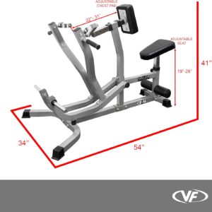 Valor Fitness Seated Row Machine – Plate Loaded with Converging Arms & Multi-Grip Handles, 400 lb Capacity, 2″ Plate Adapters for Back & Chest Strength Training Home Gym Equipment