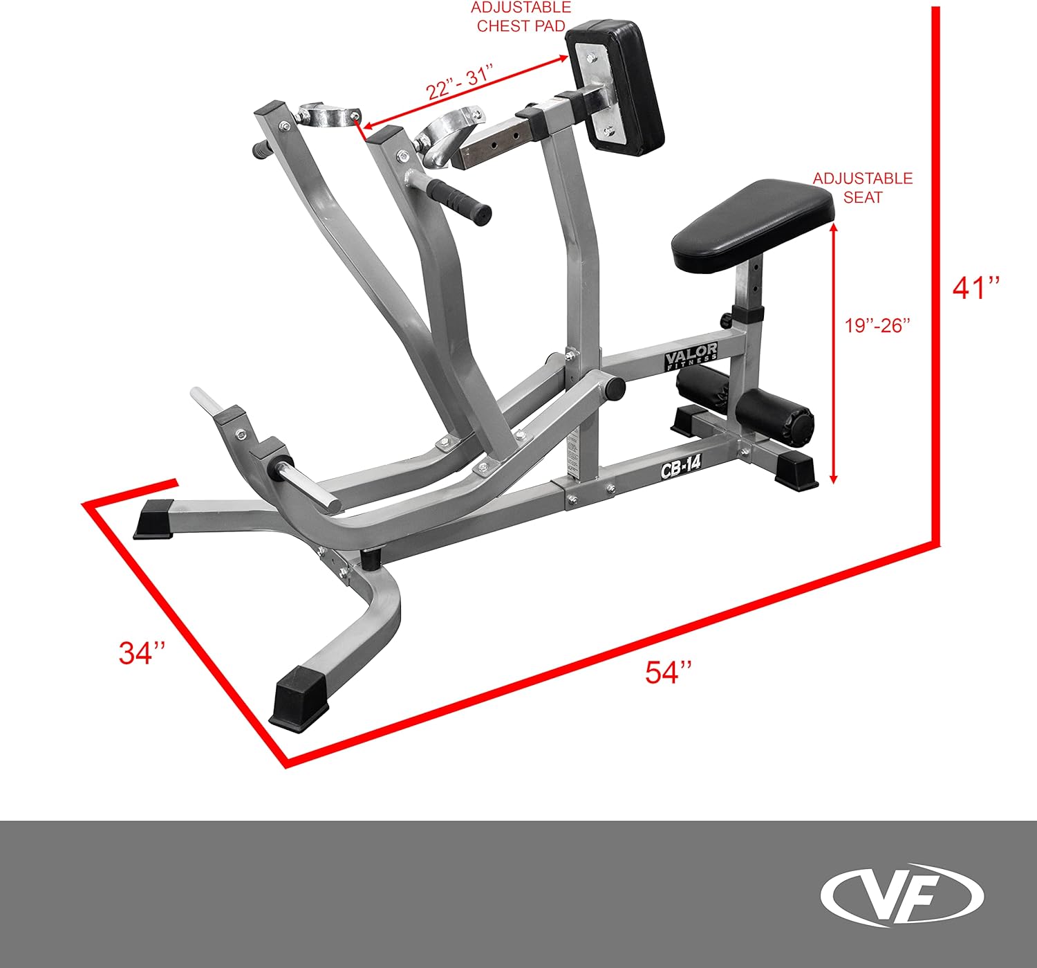 Valor Fitness Seated Row Machine – Plate Loaded with Converging Arms & Multi-Grip Handles, 400 lb Capacity, 2" Plate Adapters for Back & Chest Strength Training Home Gym Equipment - Image 2