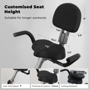 Exercise Bike Stationary Bike for Home Folding Exercise Bike with Arm Resistance Bands &Pulse Sensor LCD Monitor Recumbent Exercise Bikes for Home Workout