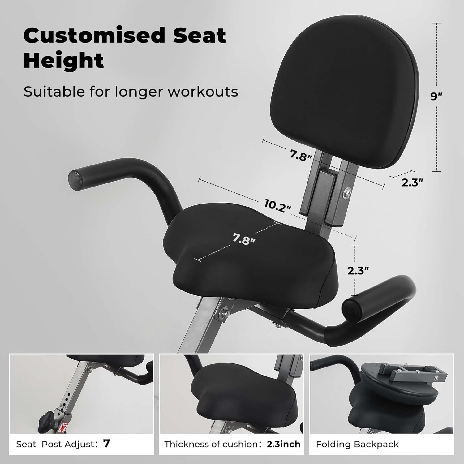 Exercise Bike Stationary Bike for Home Folding Exercise Bike with Arm Resistance Bands &Pulse Sensor LCD Monitor Recumbent Exercise Bikes for Home Workout - Image 2