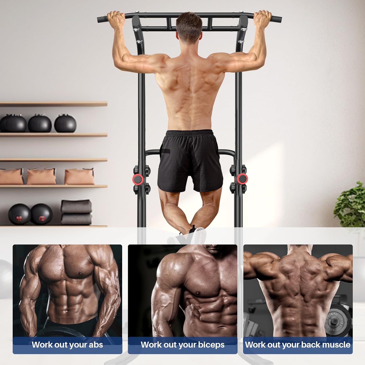 BangTong&Li Power Tower, Pull Up Bar Dip Station/Stand for Home Gym Strength Training Workout Equipment - Image 7