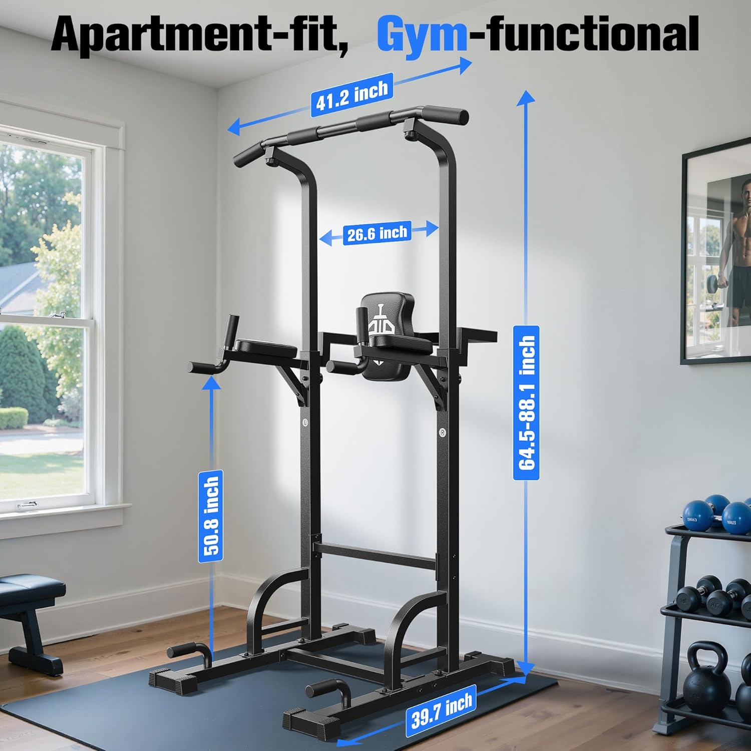 Sportsroyals Power Tower Pull Up Bar Station, 450LBS Stable Pull Up Dip Station for Home Gym Strength Training Equipment - Image 9