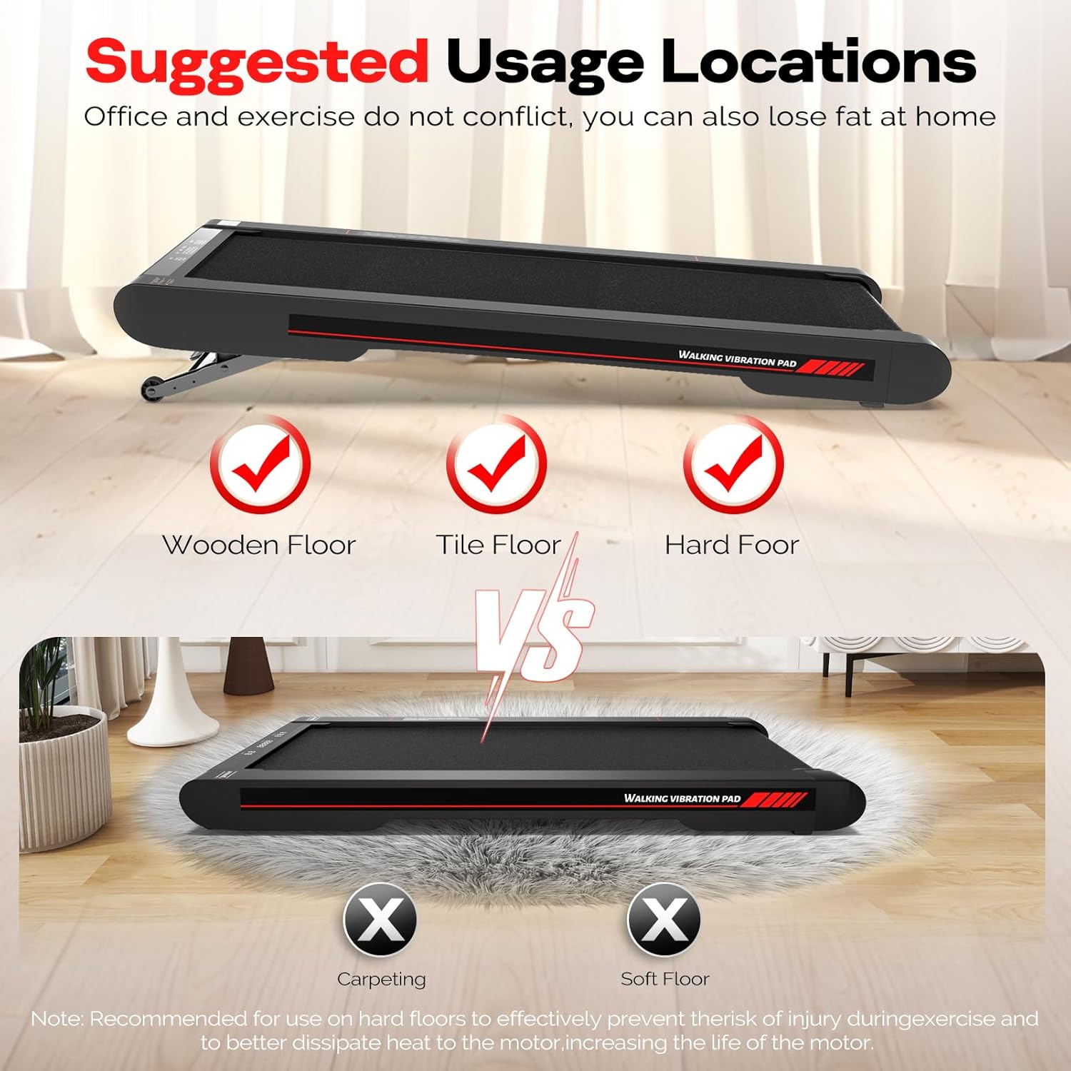 Sperax Walking Treadmill Pad with APP, 3 in 1 Under Desk Treadmill, 400W Low Noise Walking Vibration Pad with Remote Control,Portable Treadmills for Home Office - Image 8