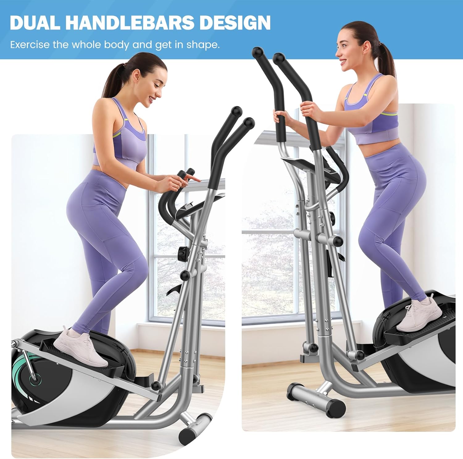 Elliptical Exercise Machine, Dripex Magnetic Elliptical Machine for Home, Hyper-Quiet Elliptical Training Machines w/ 6KG Flywheel, 8 Resistance Levels, Pulse Monitor, LCD Monitor, Device Holder - Image 5