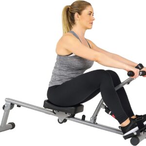 Bundle of Sunny Health & Fitness Squat Assist Row-N-Ride™ Trainer for Glutes Workout + Sunny Health & Fitness SF-RW1205 Rowing Machine Rower with 12 Level Adjustable Resistance