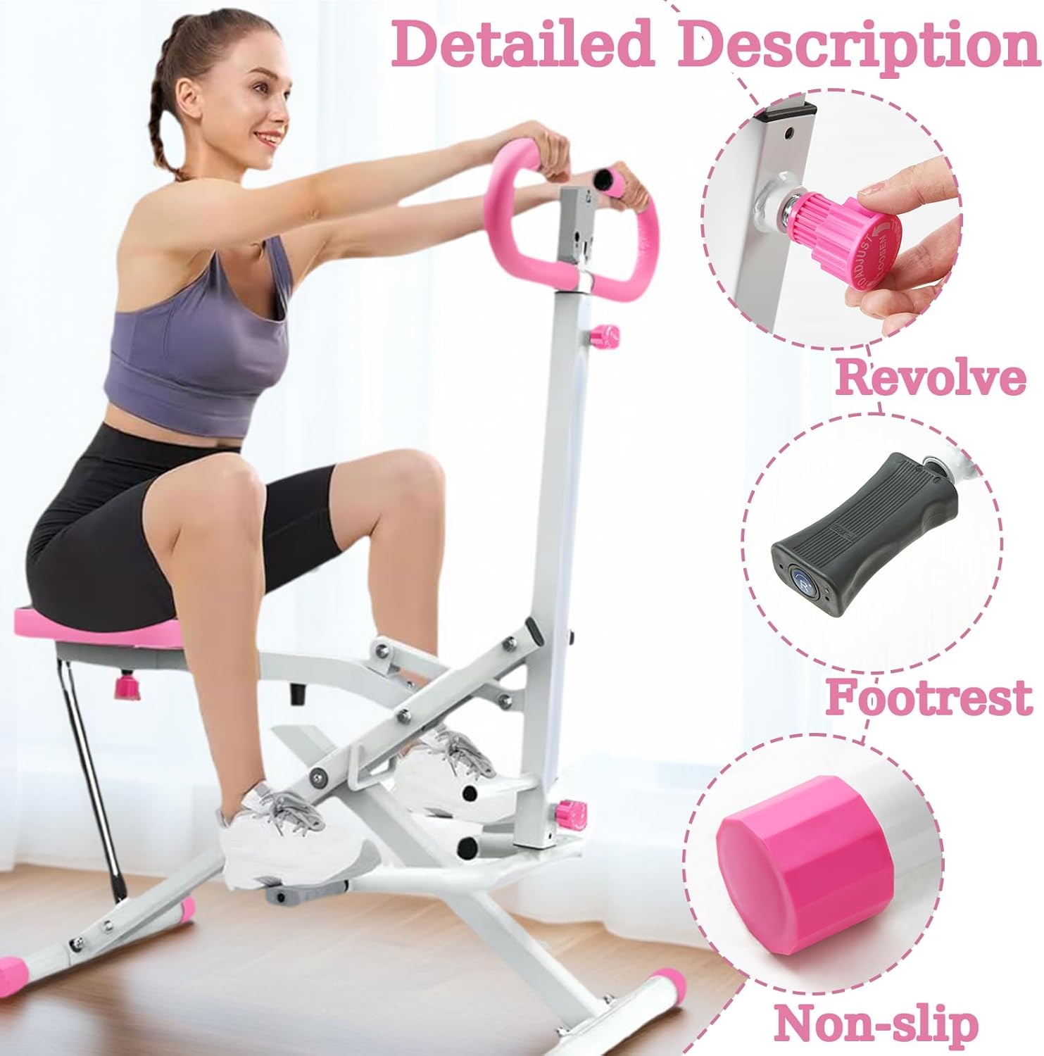 Squat Machine for Home, Squat Ride / Rowing Machine with Adjustable Resistance, Foldable Exercise Equipment, Glute & Leg Cardio Workout Machine - Image 5