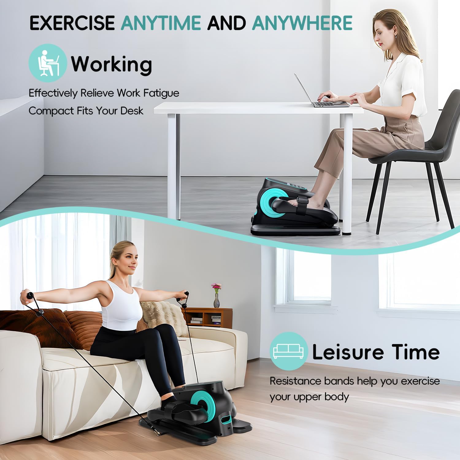 Under Desk Elliptical Machine, Morelax Ellipse Leg Exerciser for Seniors Fully Assembled, Quiet & Portable Electric Seated Pedal Exerciser with Remote Control & 12 Adjustable Speeds - Image 7