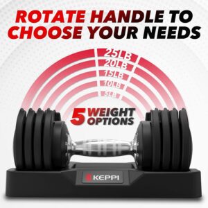 Keppi Adjustable Dumbbells Set-25lb/40lb/55lb/60lb, Anti-Slip Metal Fast Adjust Weight Handle, Exercise & Fitness for Full Body Workout – Adjustable Dumbbell Series