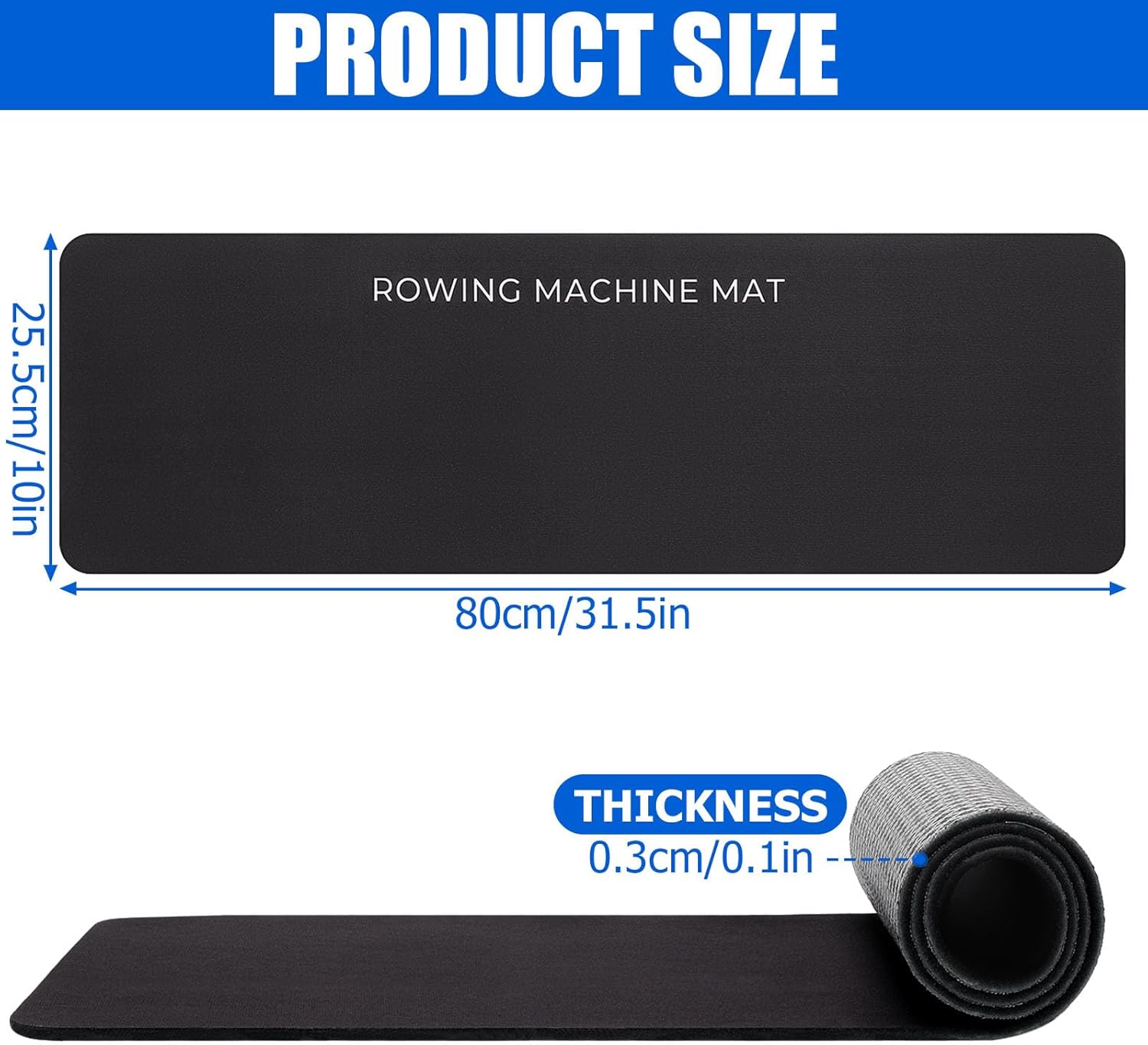 TOBWOLF 2PCS Non-Slip Mat Compatible with Peloton Bike, Concept 2 Rowing Machine, Exercise Bike Mat, Mat Protect Hardwood Floor Carpet for Home Gym, Workout Mat for Bike Trainer, Stationary Spin Bike - Image 2