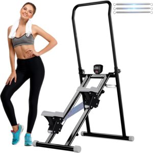 Stair Stepper for Home–Adjustable 3-Level Resistance Vertical Climber, Folding Cardio Stair Climber, Adjustable Handlebar & 3-Level Pedal Angle for Legs, Glutes & Full Body Workout