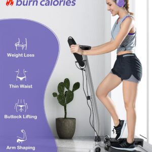 Amicus Mini Stepper with Handlebar for Exercise, Stair Stepper with Resistance Band, Hydraulic Fitness Stepper Machine for Home, 330lbs Weight Capacity