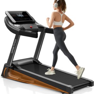 UMAY Fitness Home Folding Incline Treadmill with Pulse Sensors, 3.0 HP Quiet Brushless, 300 lbs Capacity (Black or Gray)