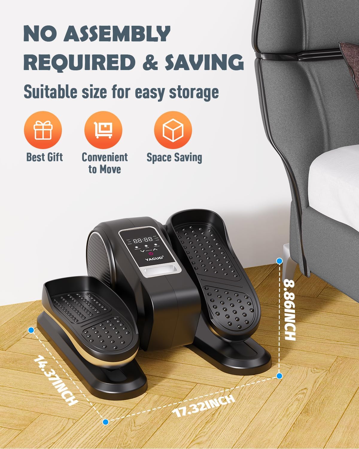 Under Desk Elliptical Machine, Ellipse Leg Exerciser for Seniors with 12 Adjustable Speed, Quiet & Portable Electric Machine Seated Pedal Exerciser with Remote Control for Home - Image 7