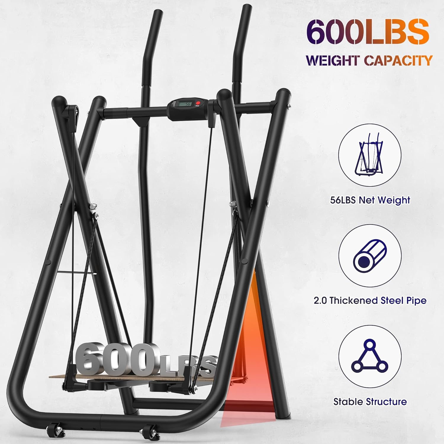 Air Walk Elliptical Glider Machine,Ellipse Machine for Home Cross-Training Arm/Leg Cardio Workout Equipment,Fully Assembled Low-Impact Design for Home Gym,600LBS Loading Capacity-New Version - Image 3
