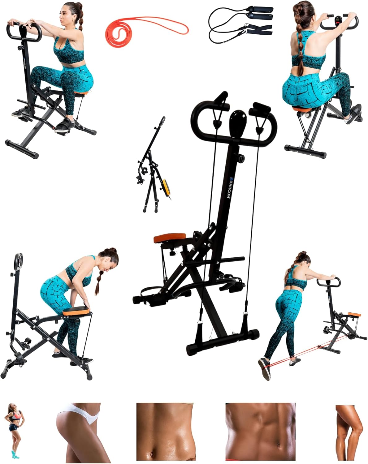 DARCON Squat Machine Exercise Equipment - Ab Rowing Machine for Home Workouts - Power Rider Row for Glutes, Legs and Full Body Workouts for Women and Men