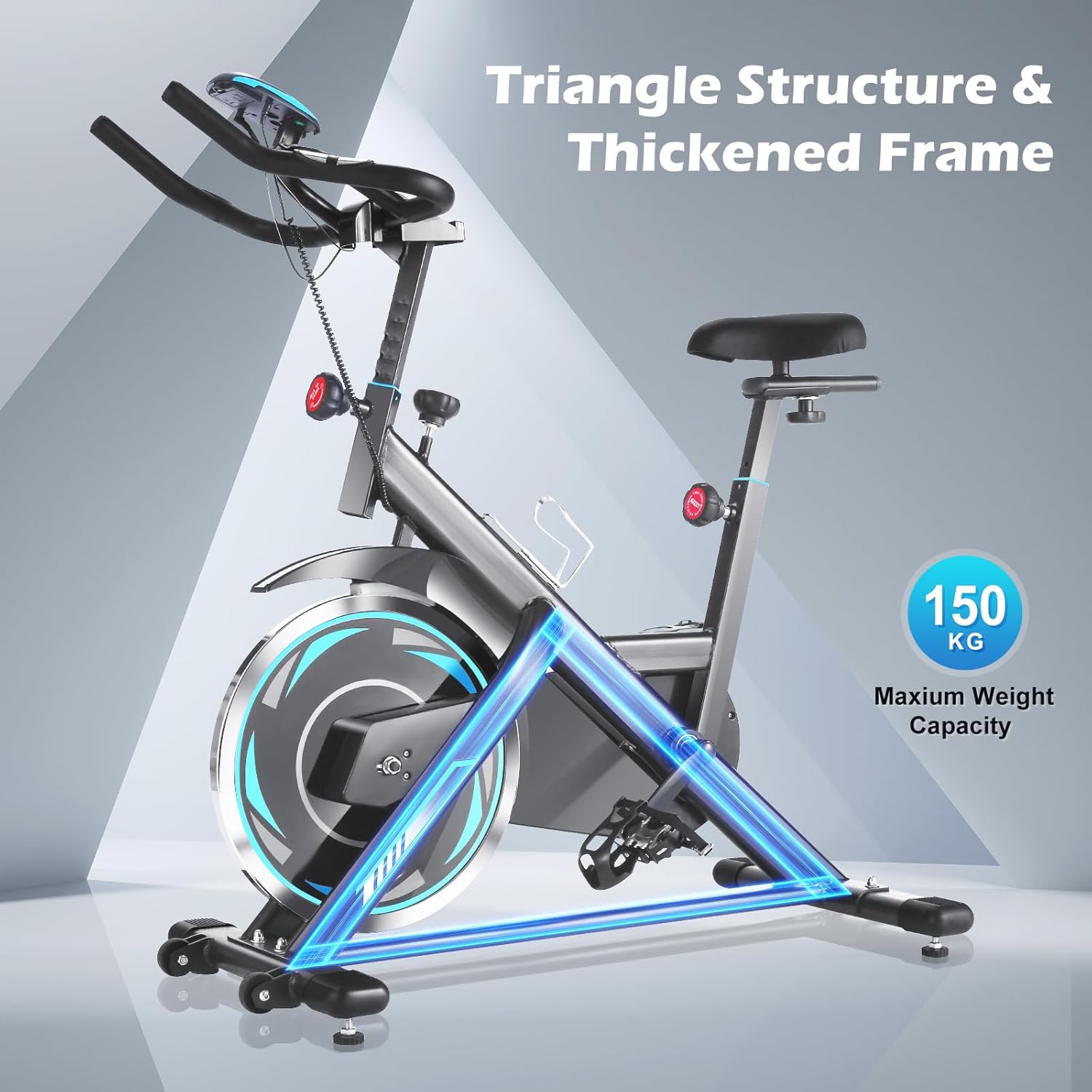 ANCHEER Indoor Exercise Bike Stationary, Indoor Cycling Bike with Comfortable Seat Cushion, Tablet Holder and LCD Monitor for Home Workout, 40 LBS Flywheel and 330 Lbs Weight Capacity - Image 7