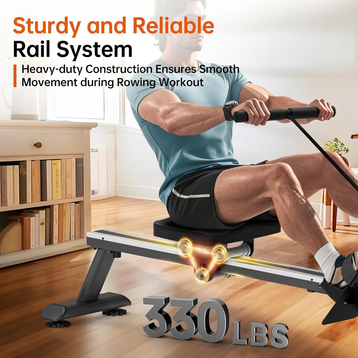 YAMO Water Rowing Machine for Home, Row Machine with 330LB Weight Capacity, Support Bluetooth & Compatible with Apps, Water Row Machine with Comfortable Seat and Tablet Holder - Image 8