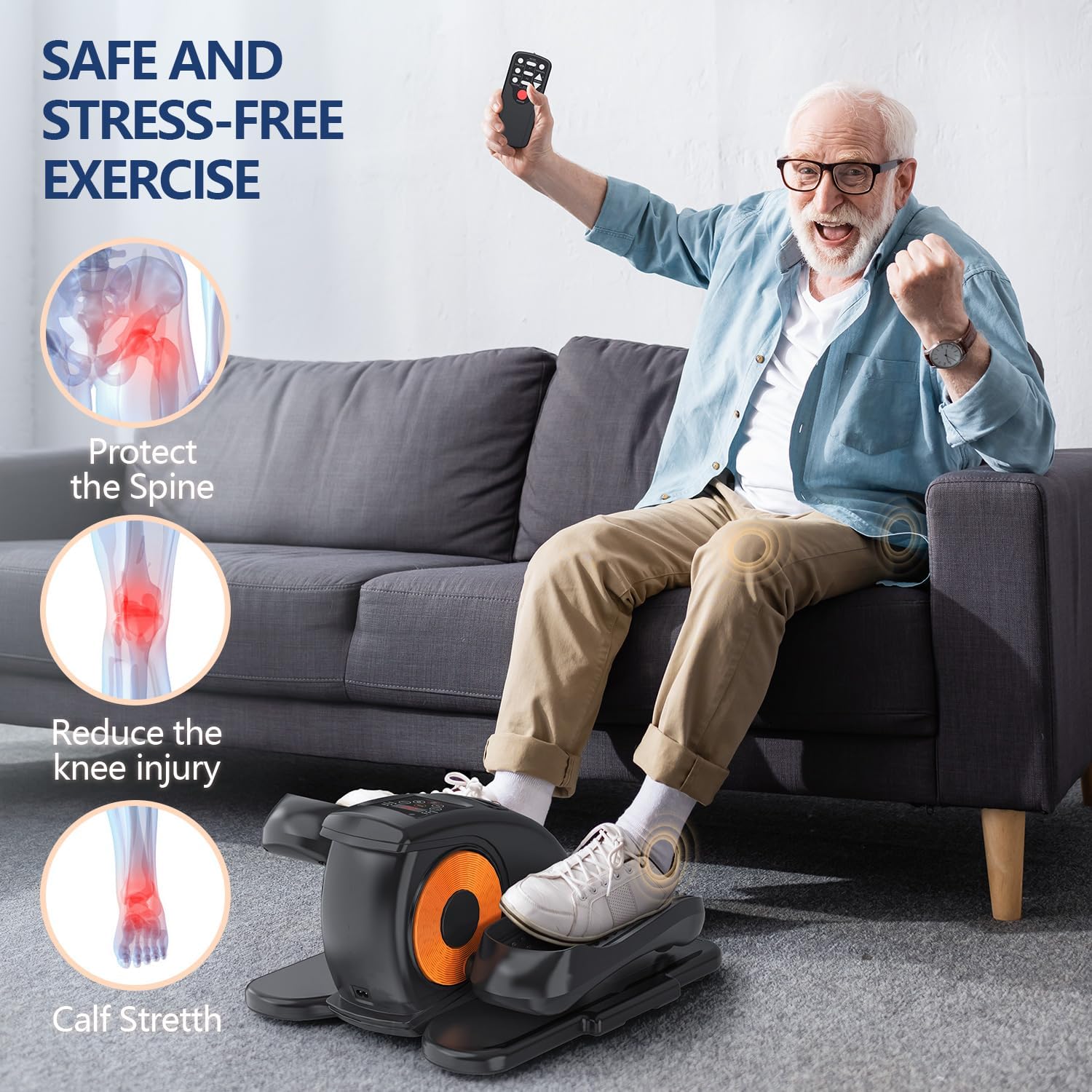 Elipse Leg Exerciser Electric as Seen on TV Under Desk Elliptical with 12 Adjustable Speed Quiet & Portable Peddler Exerciser for Seniors with Remote Control Leg Exerciser While Sitting for Seniors - Image 5